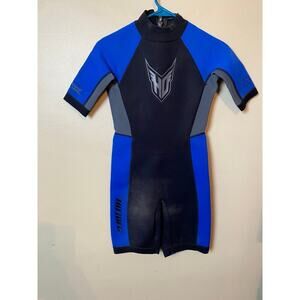 HO SPORTS - UNISEX JUNIOR SIZE 14 BLACK & BLUE NEOPRENE SHORTIE WET SUIT